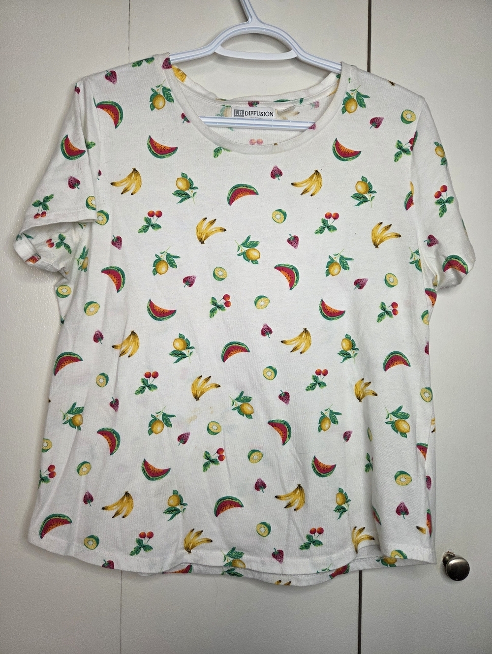 ☀️I. B. Diffusion Women's L Colorful Fruit Pattern Short Sleeve Tee